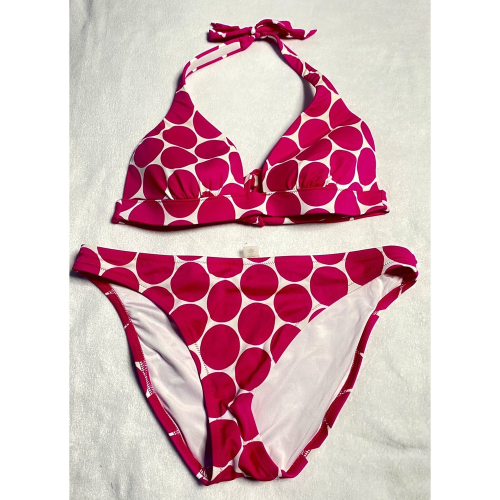Victoria Secret Bakini Womens sz L Hot Pink Padded‎ Top Swim Suit Adjustable B